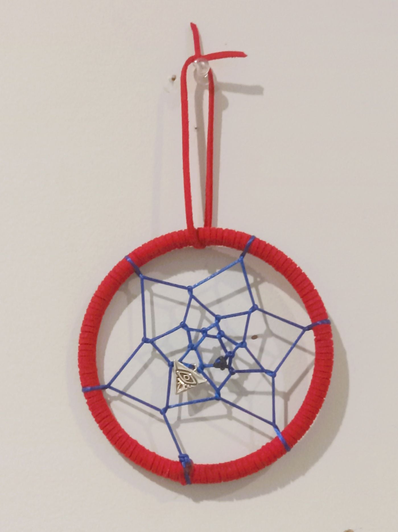 Handcrafted Red & Blue Dream Catcher - Patriotic Colors Wall Decor