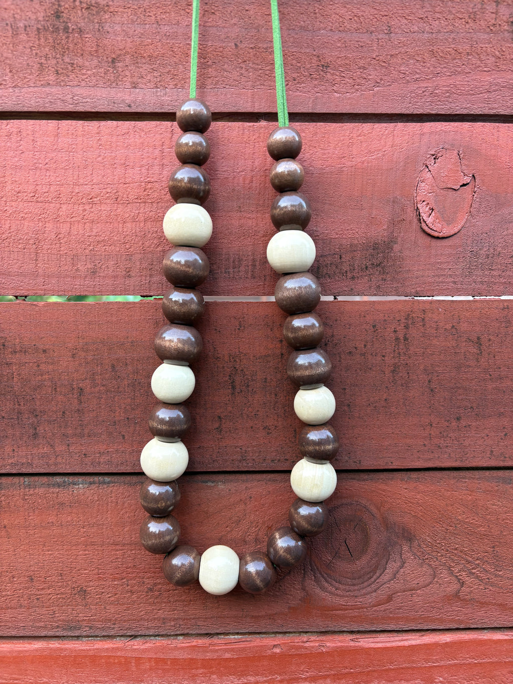 Natural Wood Beaded Necklace
