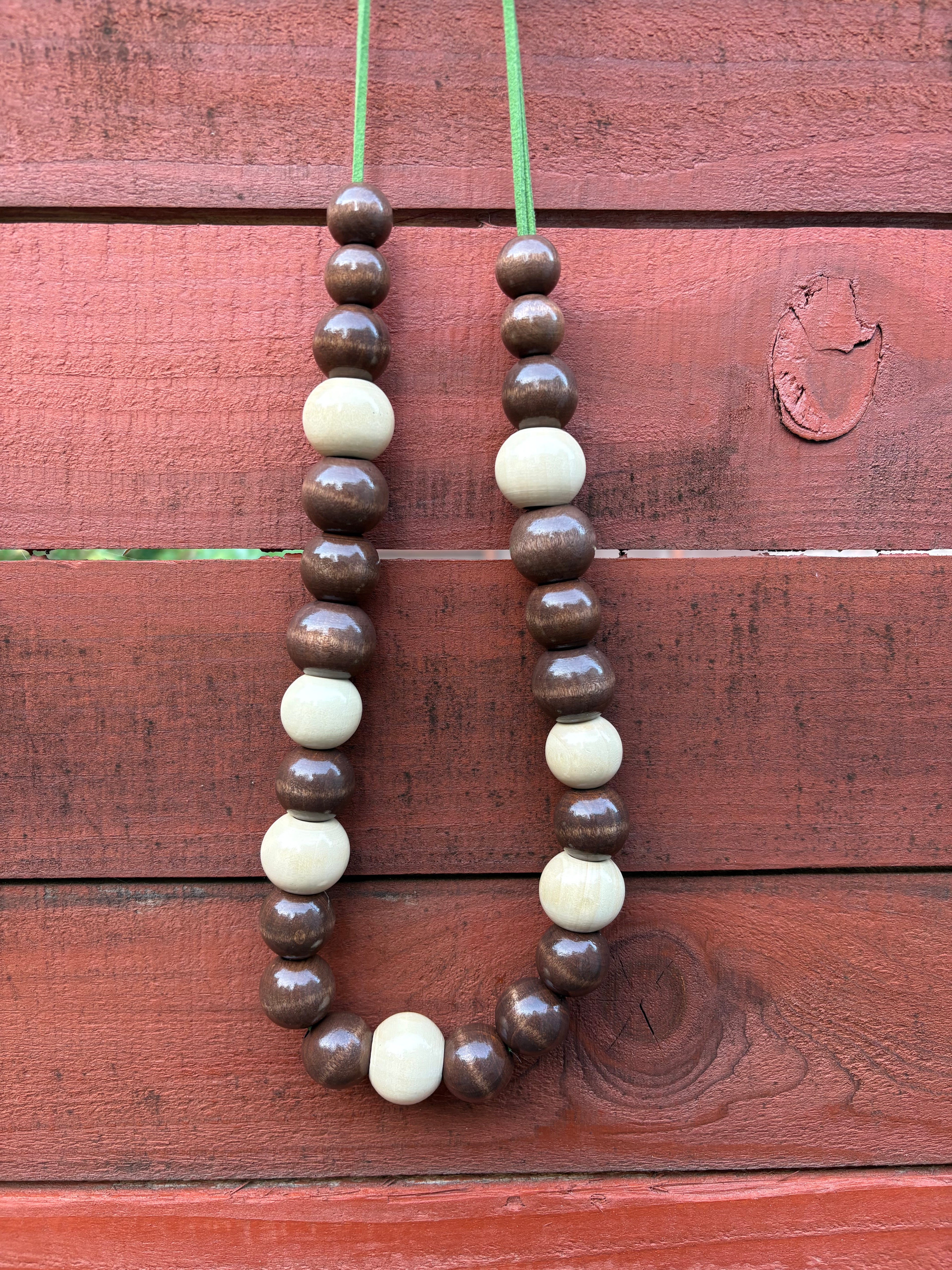 Natural Wood Beaded Necklace