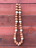 Natural Wood Beaded Necklace