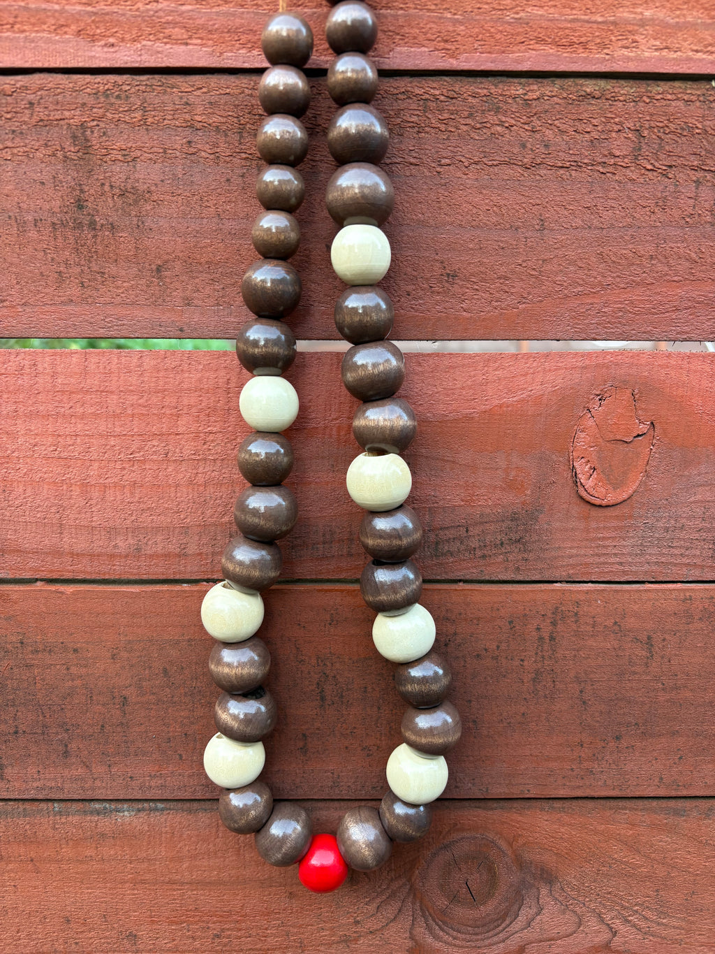 Natural Wood Beaded Necklace