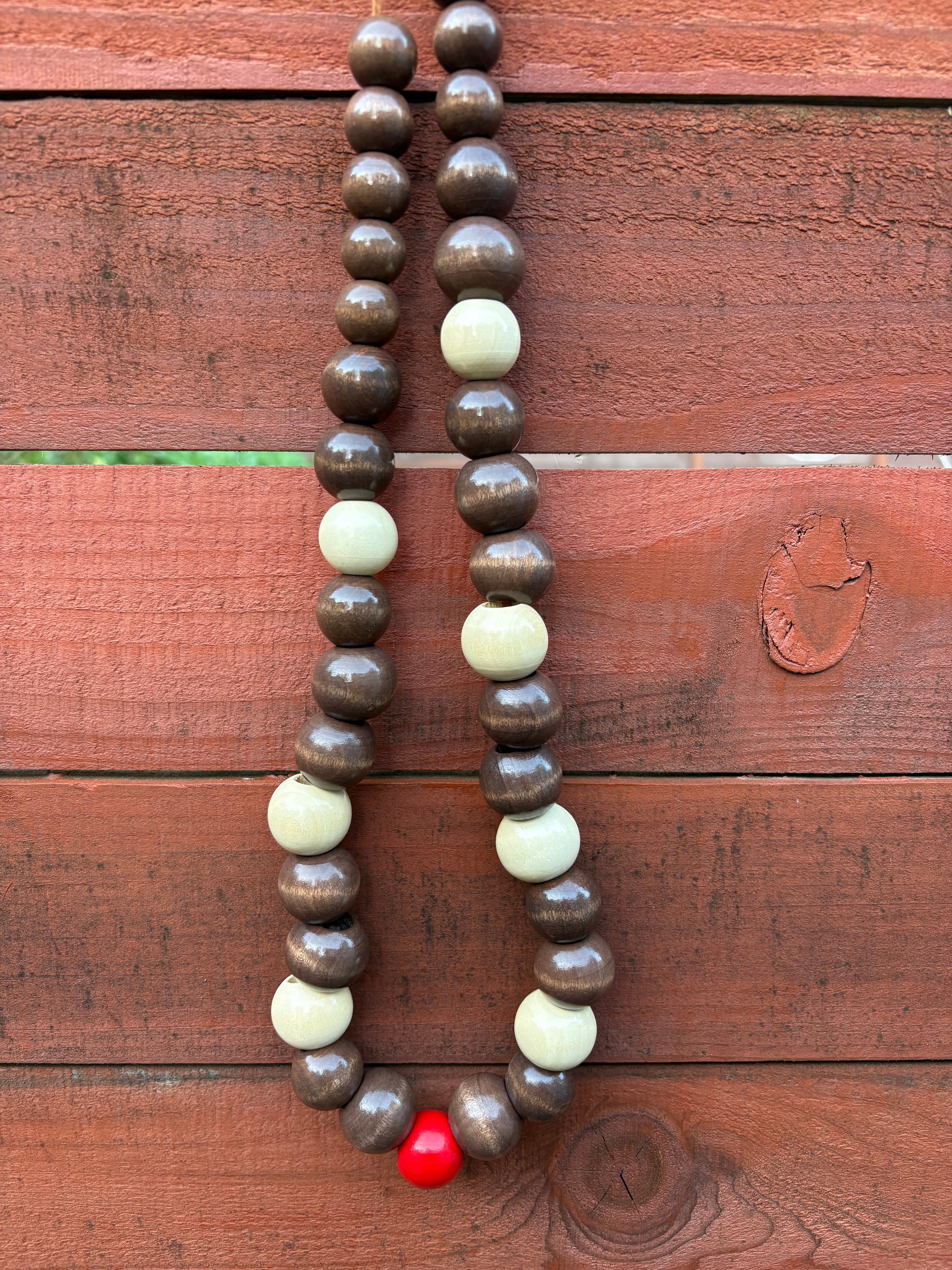 Natural Wood Beaded Necklace