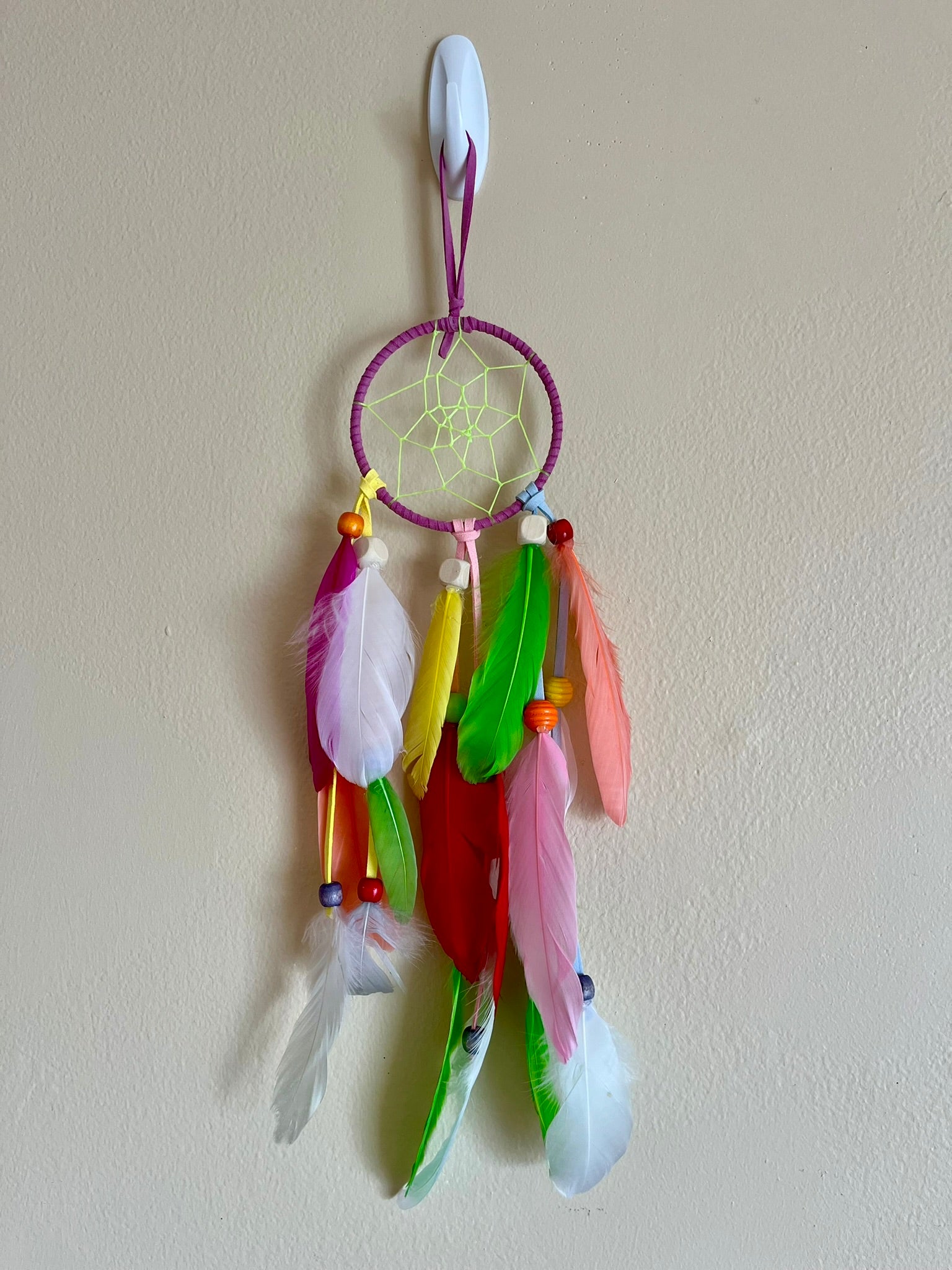 Handcrafted Purple Dream Catcher - Vibrant Bright Color Accents