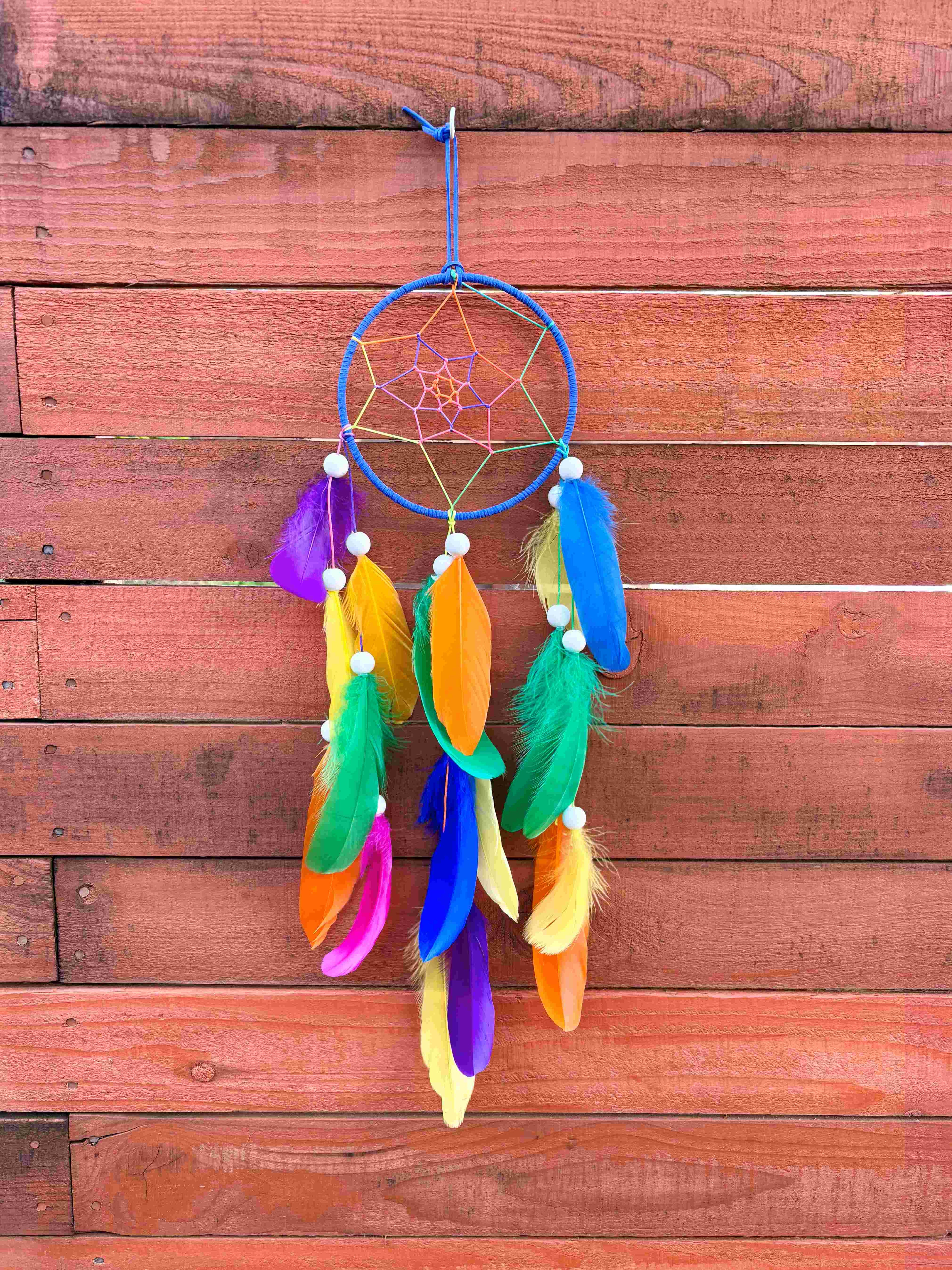 Handcrafted Rainbow Dream Catcher - Vibrant Multicolor Wall Decor