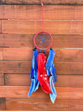 Handcrafted Red & Blue Dream Catcher - Patriotic Colors Wall Decor